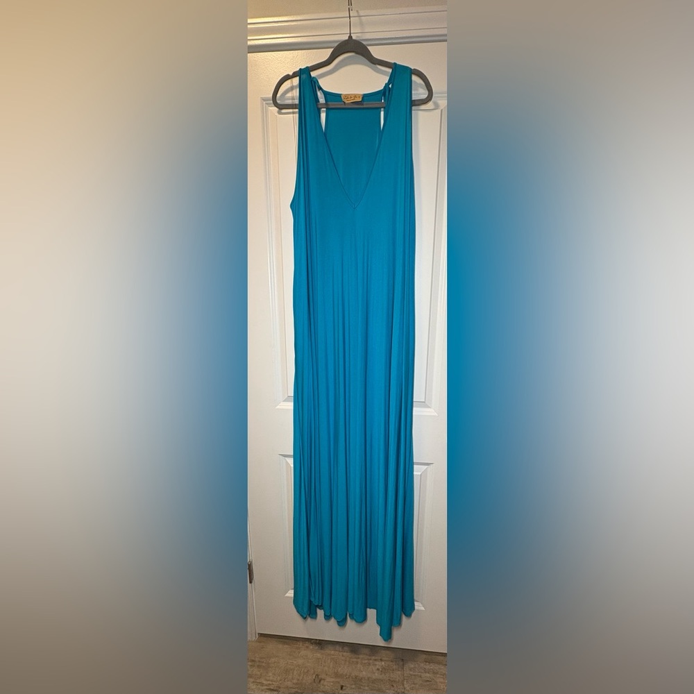 Zelie for She 3XL Vibrant Blue Maxi Dress-with Pockets